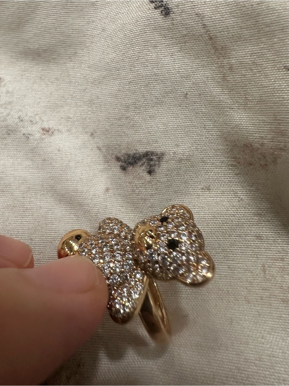 Gold and Silver Teddy Bear Ring size 9 - Picture 3 of 7